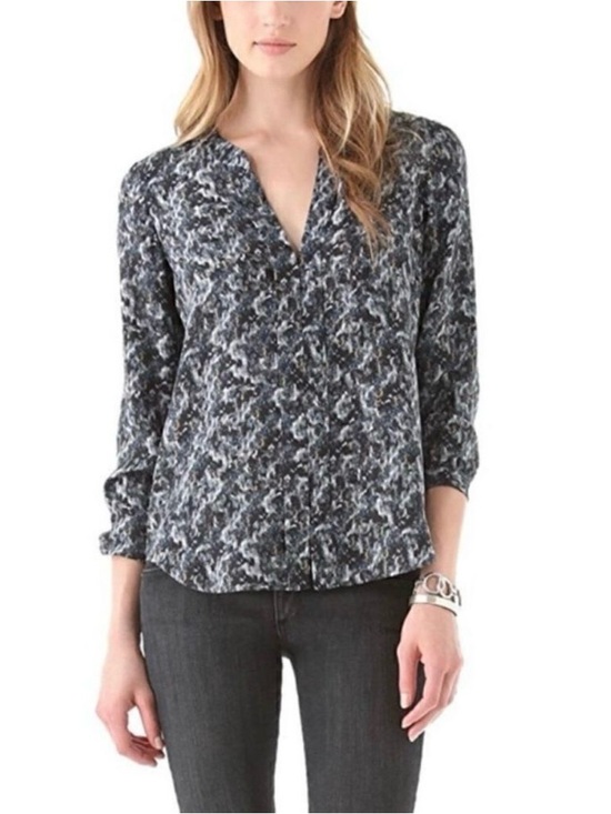 Theory Tops - Theory Ruisa Caligula 100% Silk Blouse - Size: Small